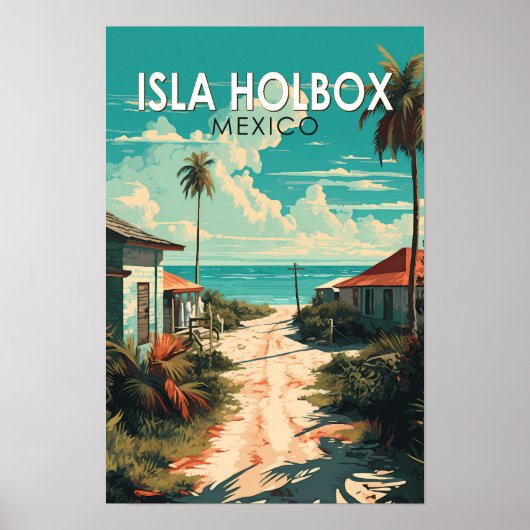 Isla Holbox Mexico Reis Kunst Vintage Poster (Voorkant)