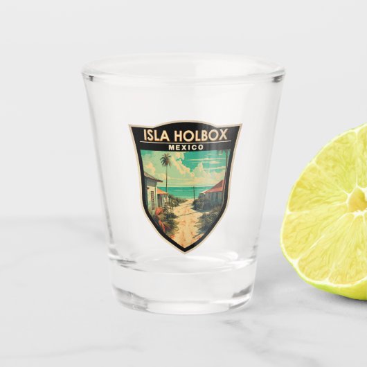 Isla Holbox Mexico Reis Kunst Vintage Shot Glas (Voorkant)