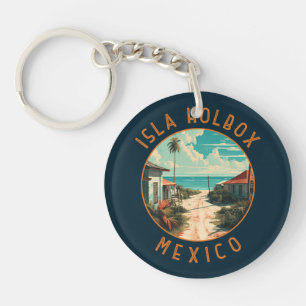 Isla Holbox Mexico Reis Kunst Vintage Sleutelhanger