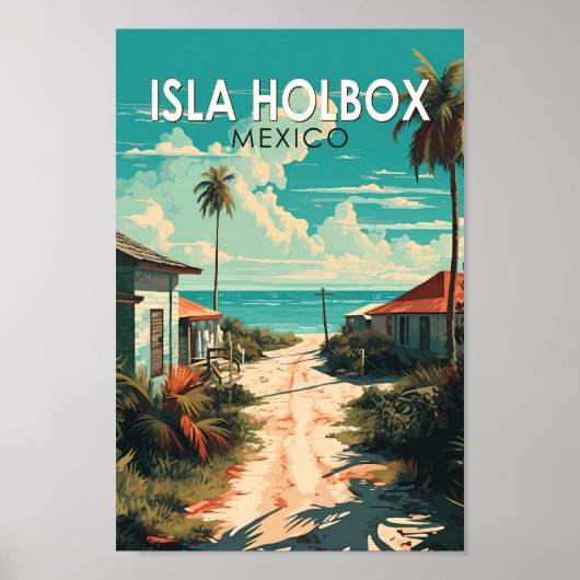 Isla Holbox Mexico Travel Art Vintage Poster (Voorkant)