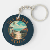 Isla Holbox Mexico Travel Art Vintage Sleutelhanger (Achterkant)