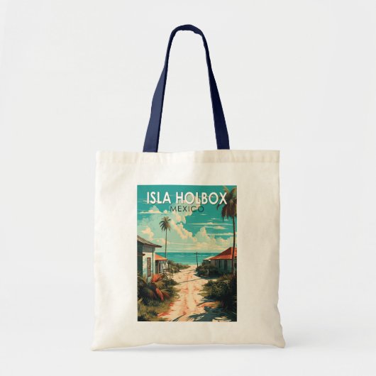 Isla Holbox Mexico Travel Art Vintage Tote Bag (Voorkant)