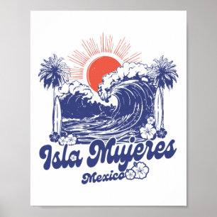 Isla Mujeres Mexico 2025 Vakantie Surfen Vintage Poster