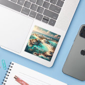 Isla Mujeres Mexico 3 inch Vinyl Sticker (Laptop met iPhone)