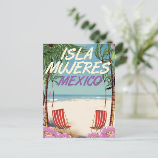 Isla Mujeres Mexico Beach poster Briefkaart (Staand voorkant)