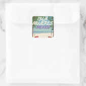 Isla Mujeres Mexico Beach poster Vierkante Sticker (Tas)