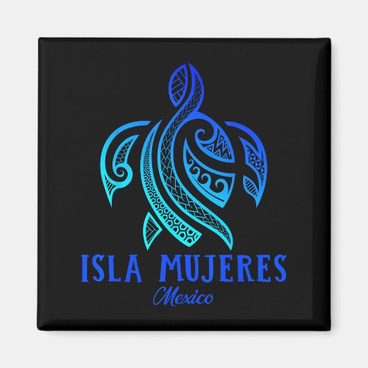 Isla Mujeres Mexico Sea Turtle Tie Dye Hibiscus Va Magneet (Voorkant)