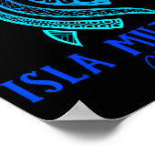 Isla Mujeres Mexico Sea Turtle Tie Dye Hibiscus Va Poster (Hoek)