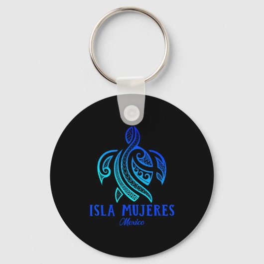 Isla Mujeres Mexico Sea Turtle Tie Dye Hibiscus Va Sleutelhanger (Voorkant)
