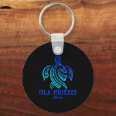 Isla Mujeres Mexico Sea Turtle Tie Dye Hibiscus Va Sleutelhanger (Voorkant)