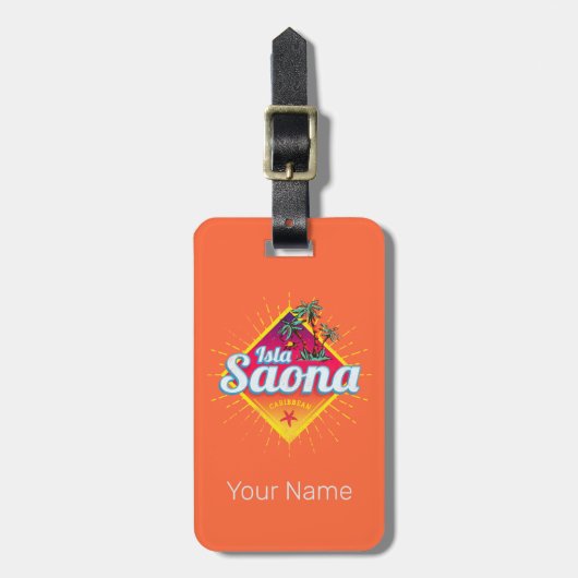 Isla Saona Caribische Dominicaanse Republiek Retro Bagagelabel (Voorkant verticaal)