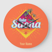 Isla Saona Caribische Dominicaanse Republiek Retro Grote Klok (Voorkant)