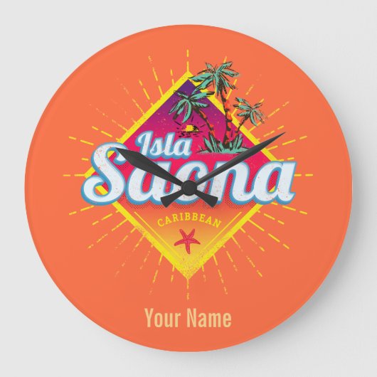 Isla Saona Caribische Dominicaanse Republiek Retro Grote Klok (Voorkant)