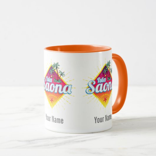 Isla Saona Caribische Dominicaanse Republiek Retro Mok (Voorkant rechts)