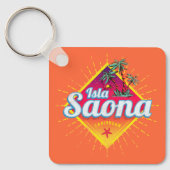 Isla Saona Caribische Dominicaanse Republiek Retro Sleutelhanger (Voorkant)