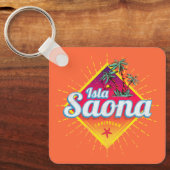 Isla Saona Caribische Dominicaanse Republiek Retro Sleutelhanger (Voorkant)