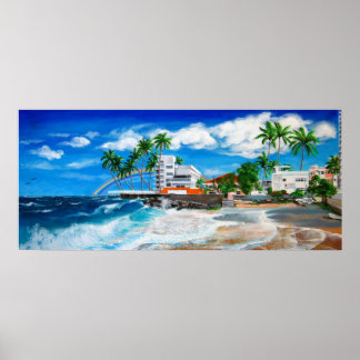 Isla Verde, $1M uitzicht van het strand in San Jua Poster