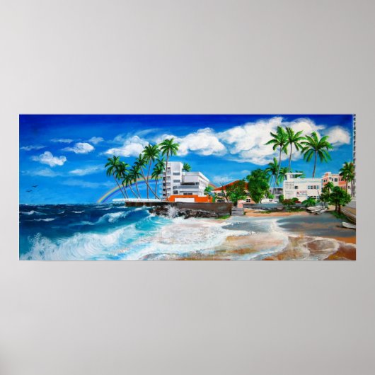 Isla Verde, $1M uitzicht van het strand in San Jua Poster (Voorkant)