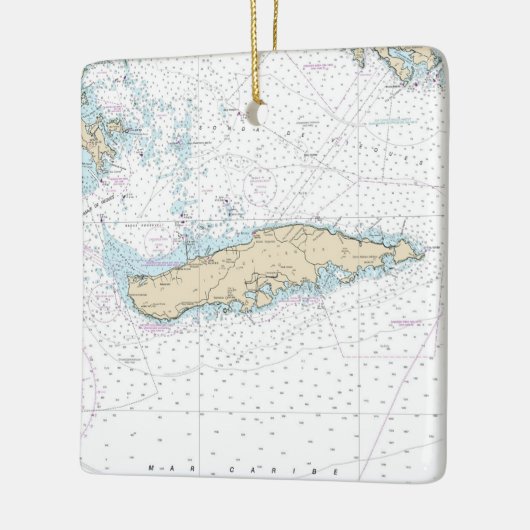 Isla Vieques Chart Keramisch Ornament (Links)