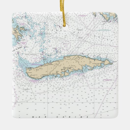 Isla Vieques Chart Keramisch Ornament (Voorkant)