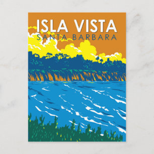 Isla Vista California Travel Art Vintage Briefkaart