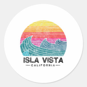 Isla Vista Surfen Golven Strand Retro Californië Z Ronde Sticker