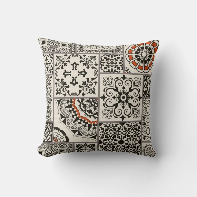Islam Arabisch Majolica Tegels Patchwork Kussen (Voorkant)