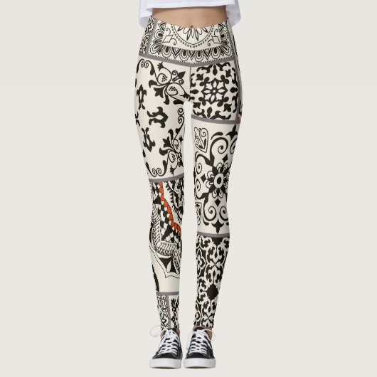 Islam Arabisch Majolica Tegels Patchwork Leggings (Voorkant)