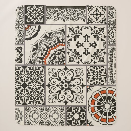 Islam Arabisch Majolica Tegels Patchwork Sherpa Deken (Voorkant)