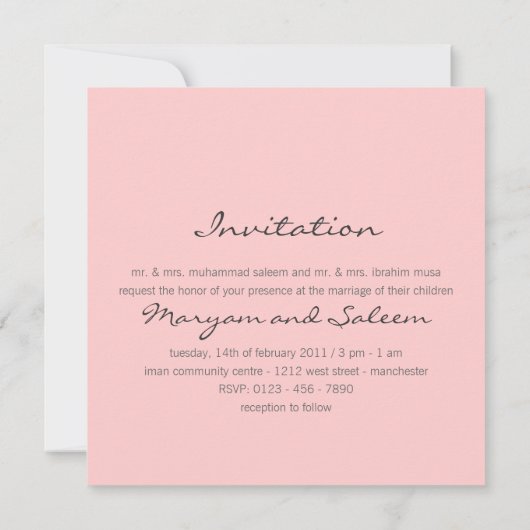 Islam blue roos bruiloft verloving moslim uitnodig kaart (Achterkant)