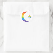 Islam Crescent & Star Moslim LGBTQ Gay Pride Vlag Ronde Sticker (Tas)