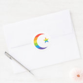 Islam Crescent & Star Moslim LGBTQ Gay Pride Vlag Ronde Sticker (Envelop)