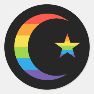Islam Crescent & Star Moslim LGBTQ Gay Pride Vlag Ronde Sticker
