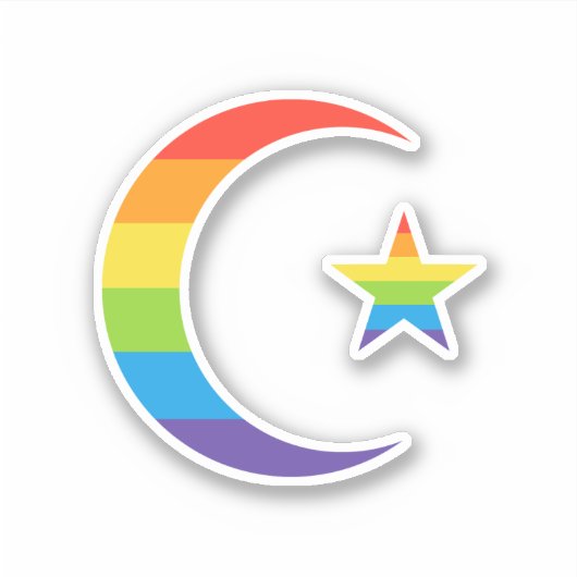 Islam Crescent & Star Moslim LGBTQ Gay Pride Vlag Sticker (Voorkant)