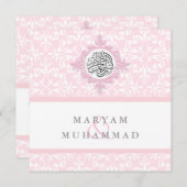 Islam damask bruiloft verloving islamitisch uitnod kaart (Voorkant / Achterkant)