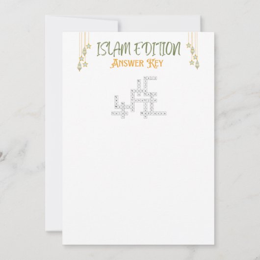 Islam editie kruiswoordquiz puzzel Hoofdstuk I Kaart (Achterkant)