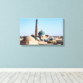 Islam Khodja Minaret & moskee - Khiva, Oezbekistan Canvas Afdruk (Insitu (Houten vloer))