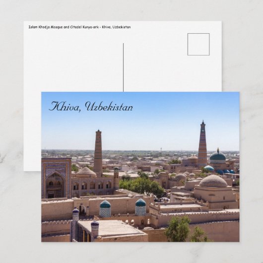 Islam Khodja Mosque en Citadel Kunya-ark - Khiva Briefkaart (Voorkant / Achterkant)