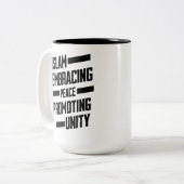 Islam omarmt vrede en bevordert eenheid tweekleurige koffiemok (Voorkant links)