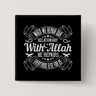 Islam - Repareer je relatie met Allah Vierkante Button 5,1 Cm