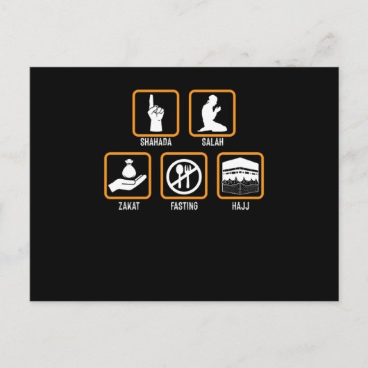 Islam Shahada Salah Hajj Mecca Allah Muslim Gift Briefkaart (Voorkant)