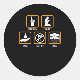 Islam Shahada Salah Hajj Mecca Allah Muslim Gift Ronde Sticker