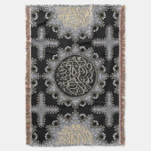 Islam Zegeningen Arabische Calligrafie Zilver Zwar Deken (Voorkant Verticaal)