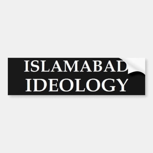 Islamabad Ideologie (wit op zwart) Bumpersticker (Voorkant)