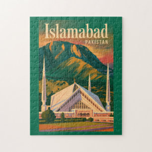 Islamabad Pakistan Faisal-moskee Illustratie Legpuzzel