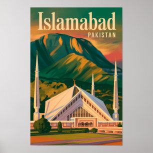 Islamabad Pakistan Faisal-moskee Illustratie Poster