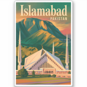 Islamabad Pakistan Faisal-moskee Illustratie Sticker