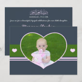 Islamic Aqiqah Aqeeqah fotoblauw hart Kaart (Voorkant / Achterkant)