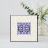 Islamic Arabic blue ornament verloving bruiloft Kaart (Staand voorkant)