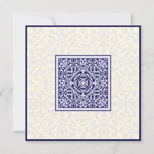 Islamic Arabic blue ornament verloving bruiloft Kaart (Voorkant)